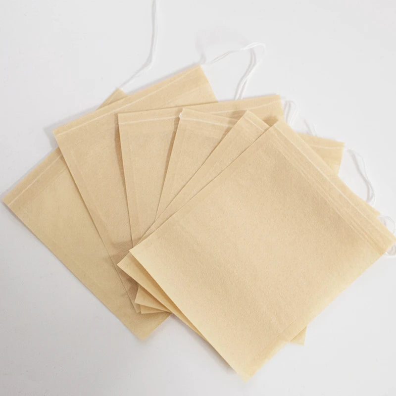 100Pcs Teabags Biodegradable Paper Tea Bag Drawstring Eco-Friendly  Filter Empty Tea Bags  Loose Leaf Tea Powder Herbal Medicine