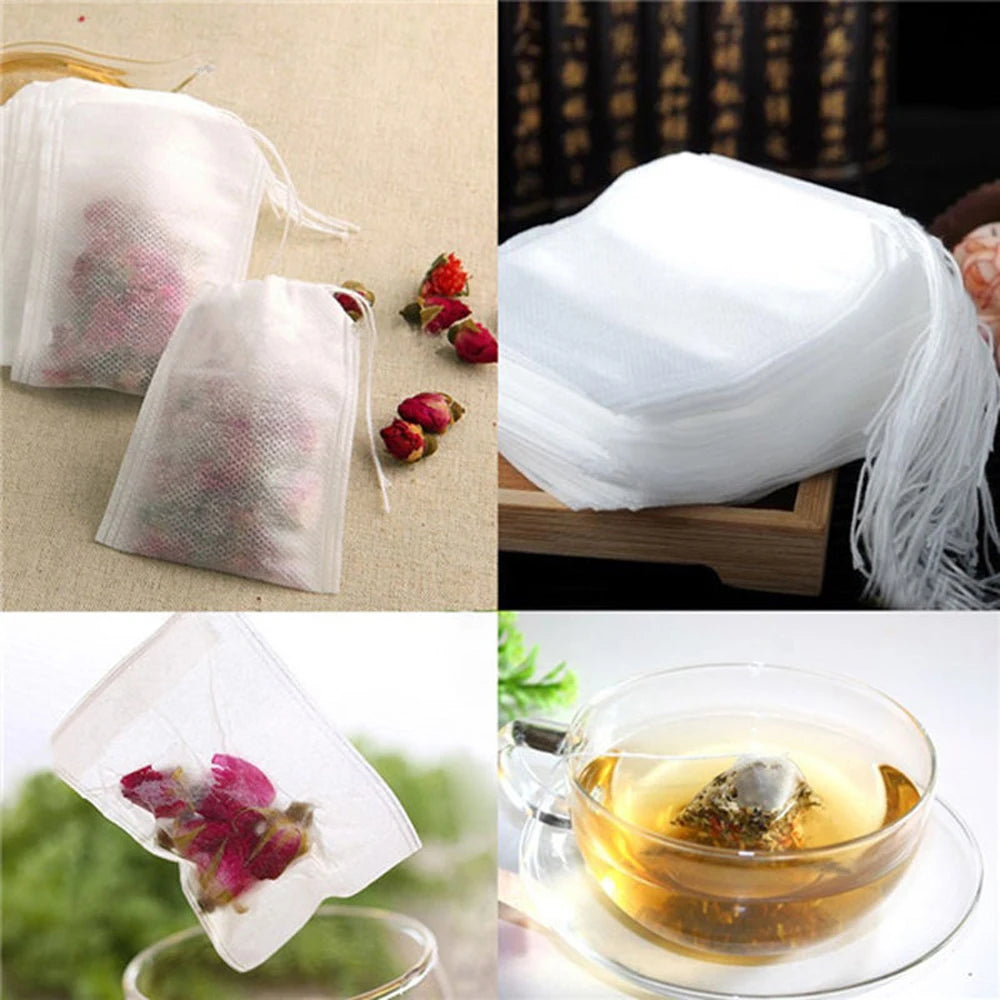 100Pcs/Lot Teabags 8X12 CM Empty Scented Tea Bags With String Heal Seal Filter Paper for Herb Loose Tea Bolsas de te