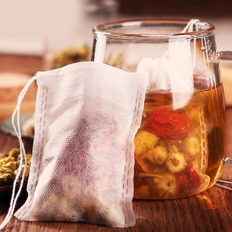 100Pcs/Lot Teabags 8X12 CM Empty Scented Tea Bags With String Heal Seal Filter Paper for Herb Loose Tea Bolsas de te