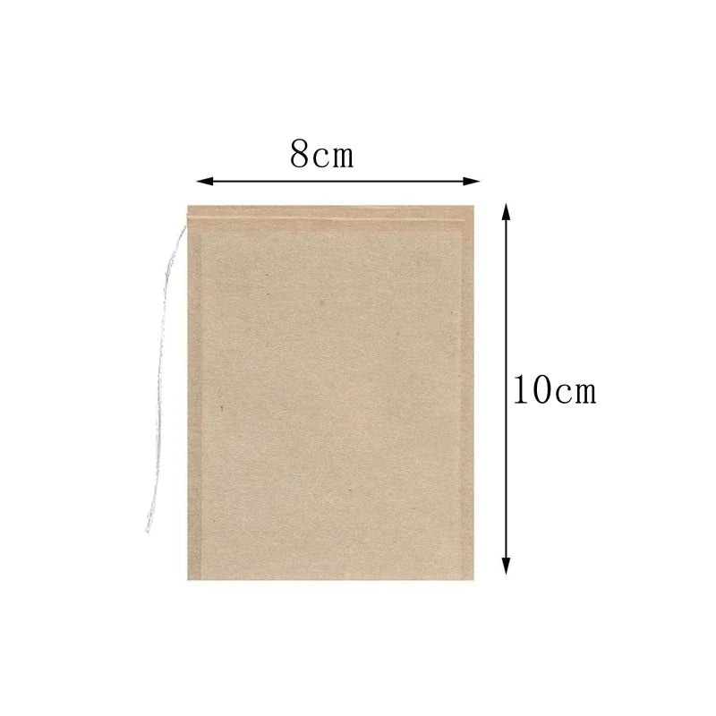100Pcs Teabags with Drawstring Filter Empty Tea Bags for Coffee Bean Leaf Tea Powder Herbal Medicine Biodegradable Paper Bag