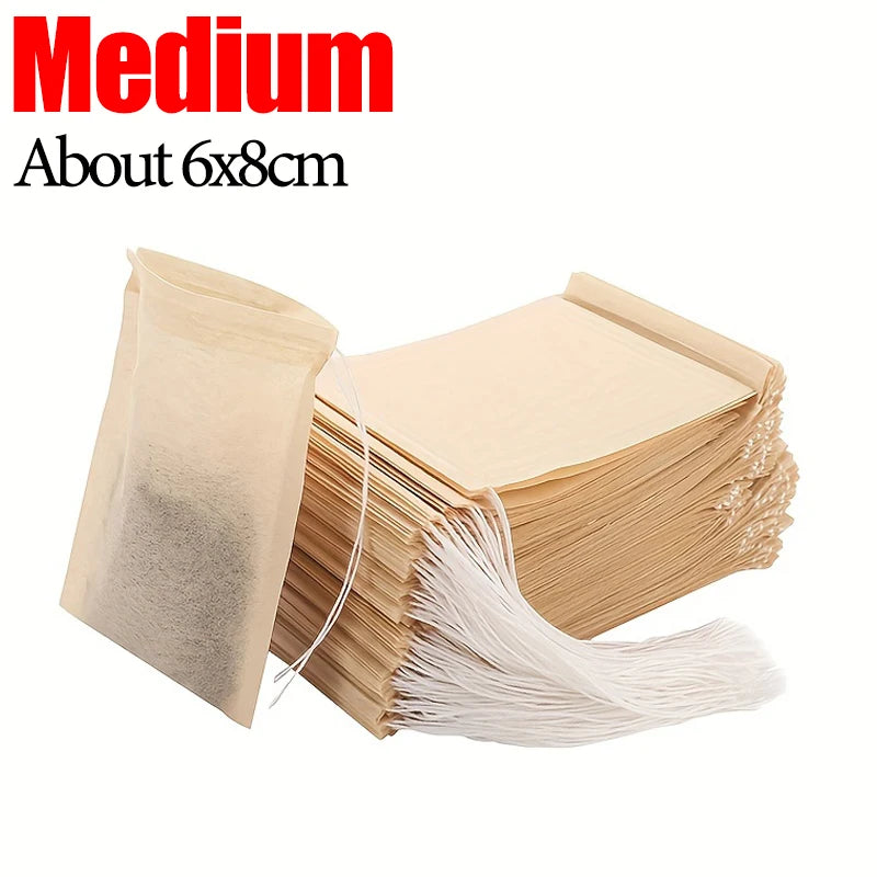 500/100x Teabags with Drawstring Filter Empty Tea Bags for Coffee Bean Leaf Tea Powder Herbal Medicine Biodegradable Paper Bag