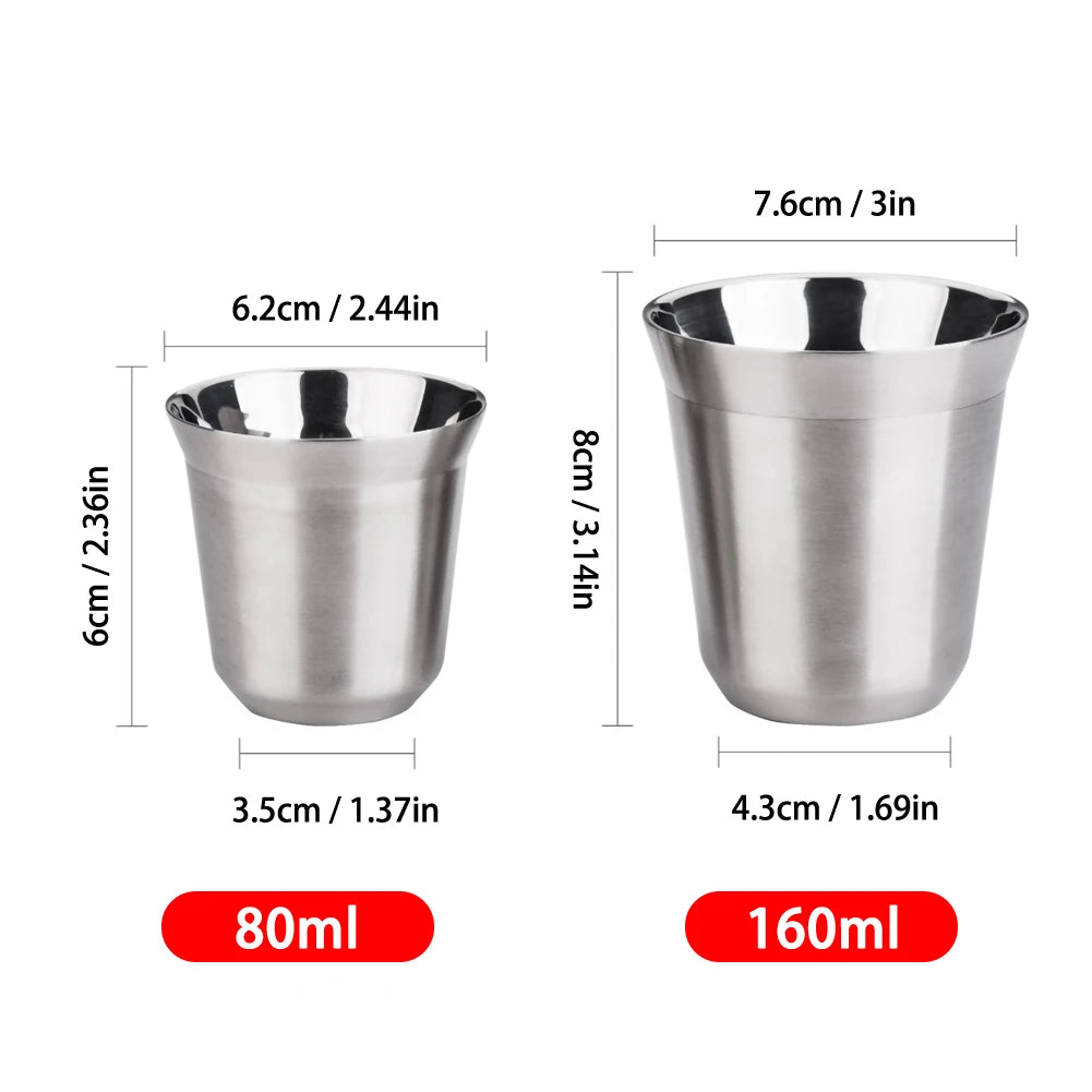 Mugs Double Wall Stainless Steel Coffee Mug 80ml/160ml Portable Cup Travel Tumbler Coffee Jug Milk Tea Cups Office Water Mugs