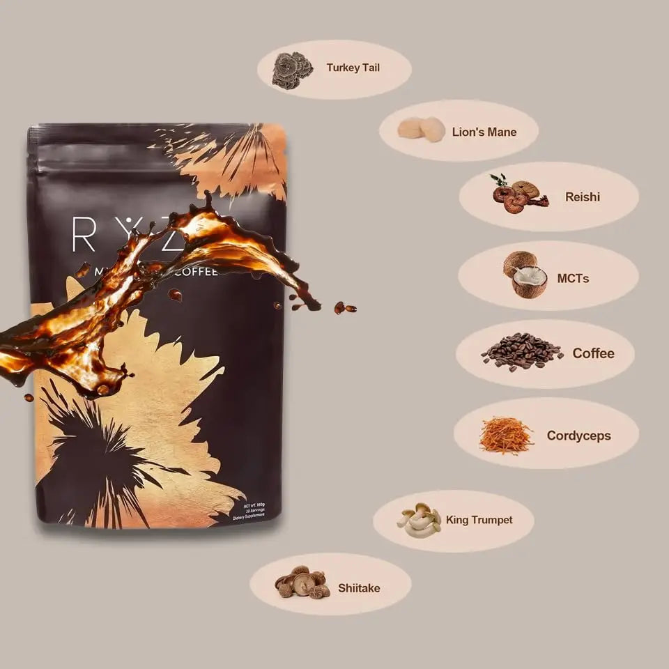 Organic Mushroom Coffee - Shiitake, Cordyceps, Supports Immune, Focus, Concentration, Stress, Digestion & Energy - 1 Pack