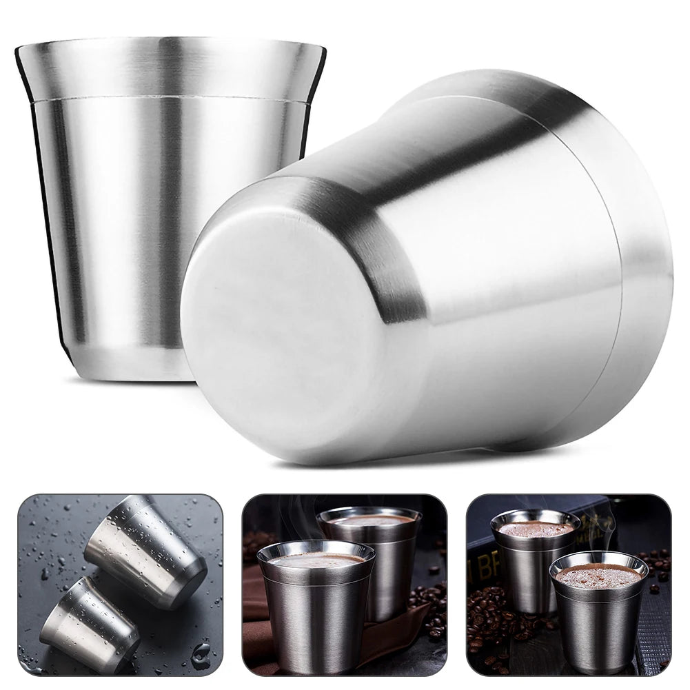 Mugs Double Wall Stainless Steel Coffee Mug 80ml/160ml Portable Cup Travel Tumbler Coffee Jug Milk Tea Cups Office Water Mugs