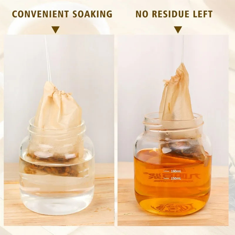 500/100x Teabags with Drawstring Filter Empty Tea Bags for Coffee Bean Leaf Tea Powder Herbal Medicine Biodegradable Paper Bag