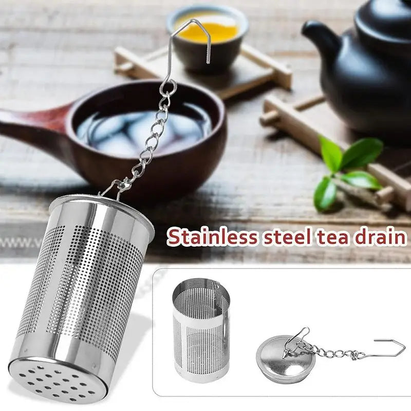 304 Stainless Steel Tea Strainers Set Extra Fine Mesh Tea Infuser For Loose Tea - Updated Slim Threaded Lid For Black Tea