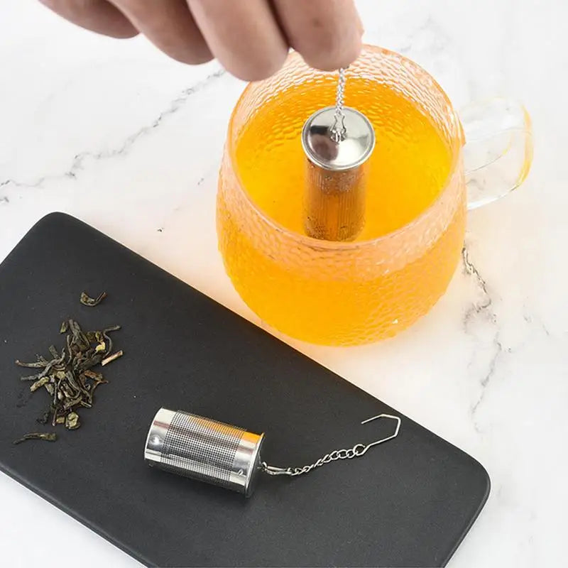 304 Stainless Steel Tea Strainers Set Extra Fine Mesh Tea Infuser For Loose Tea - Updated Slim Threaded Lid For Black Tea